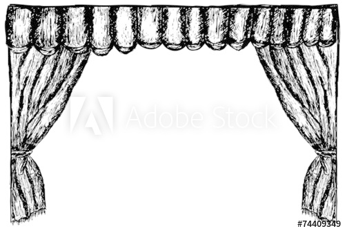500x334 Hand Draw Sketch, With Pen, Curtain