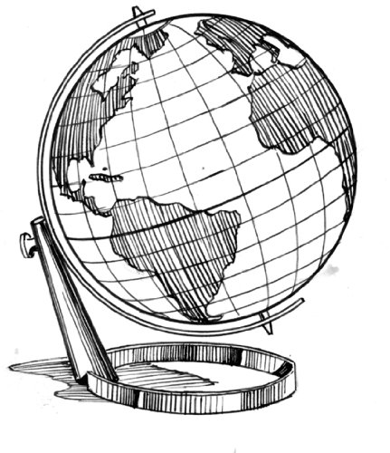 431x500 Clear Window Cling Inch X Inch Line Drawing Globe