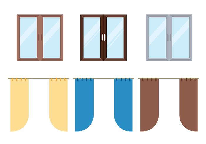700x490 Window Curtain Vector Set
