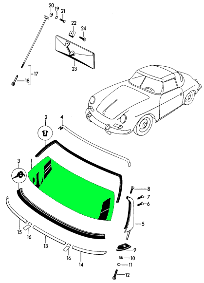 419x581 Porsche Front Windscreen Clear