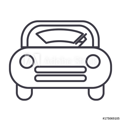 500x500 Windshield Car Vector Line Icon, Sign, Illustration On White