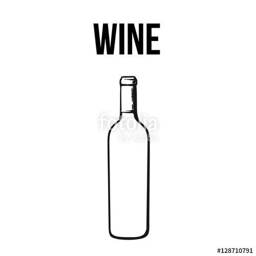 500x500 Red Wine Bottle, Sketch Style Vector Illustration Isolated