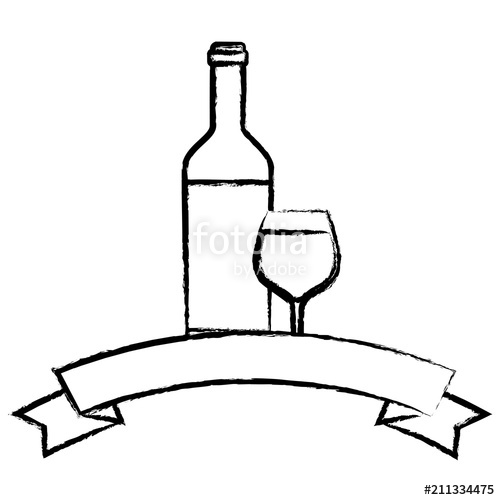500x500 Decorative Ribbon With Wine Bottle And Glass Icon Over White