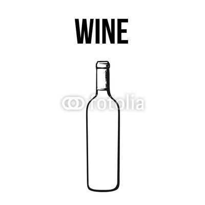 400x400 Red Wine Bottle, Sketch Style Vector Illustration Isolated