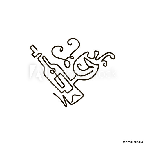 500x500 vector line icon bottle of wine with wineglass one line drawing
