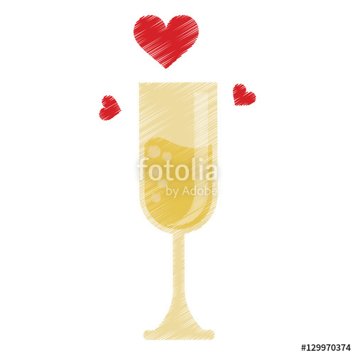 500x500 Drawing Cup Glass Champagne Love Celebration Vector Illustration