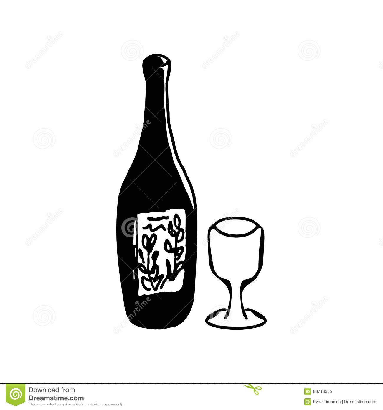 1300x1390 Bottle Of Wine Drawing