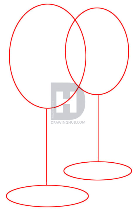 472x720 How To Draw Wine Glasses, Step
