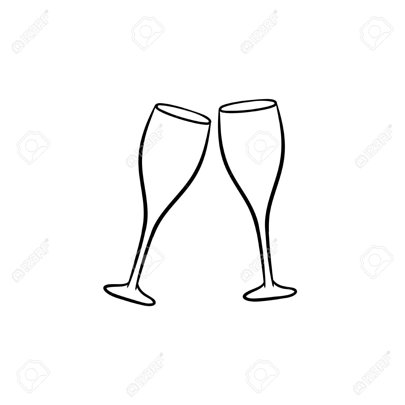 1300x1300 Huge Collection Of 'champagne Glasses Drawing' Download More Than