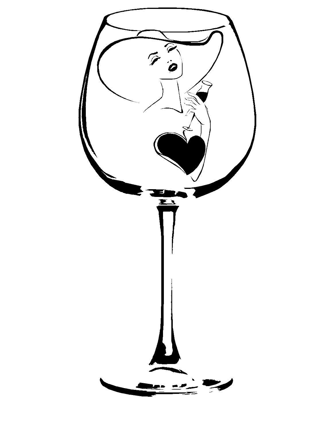 1129x1470 Elegant Lady In A Wine Glass Wall Art Vinyl Stickers Kitchen