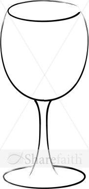 182x388 Wine Glass Line Art Communion Clipart