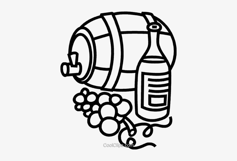 820x560 Wine Barrel With Grapes And Wine Royalty Free Vector