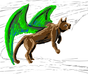 300x250 Flying Cat With Green Wings