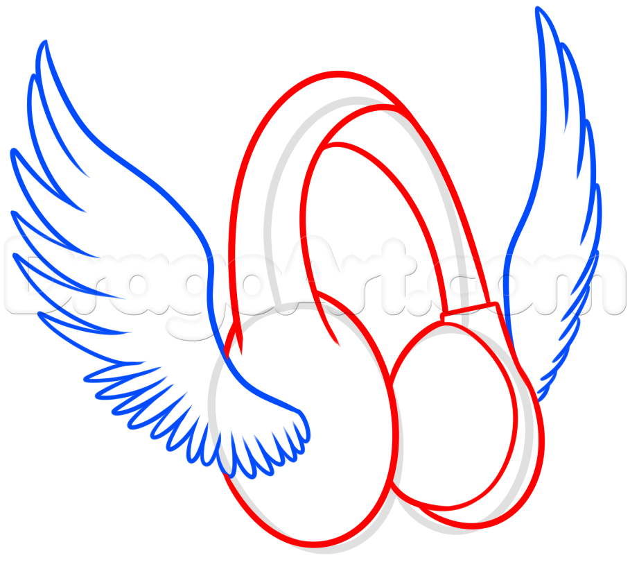 909x830 How To Draw Winged Headphones, Step