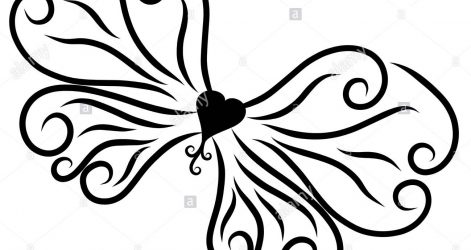 471x250 Butterfly Wings Line Drawing Bullet With Blue Monarch Color Easy