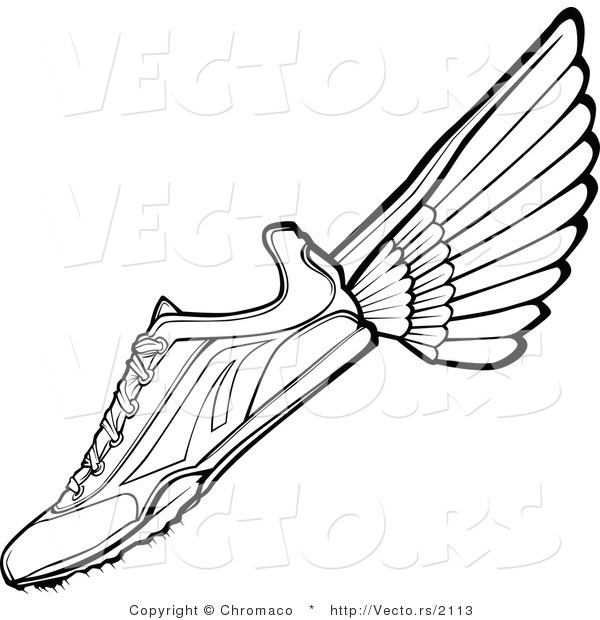 600x620 Vector Of A Running Shoe With Wings