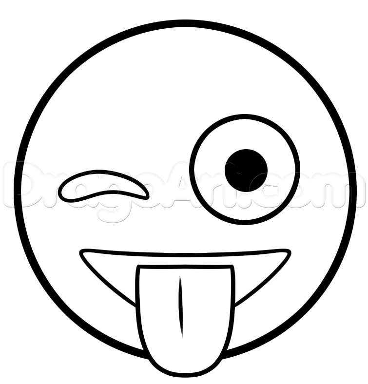 755x788 How To Draw The Wink Emoji, Step