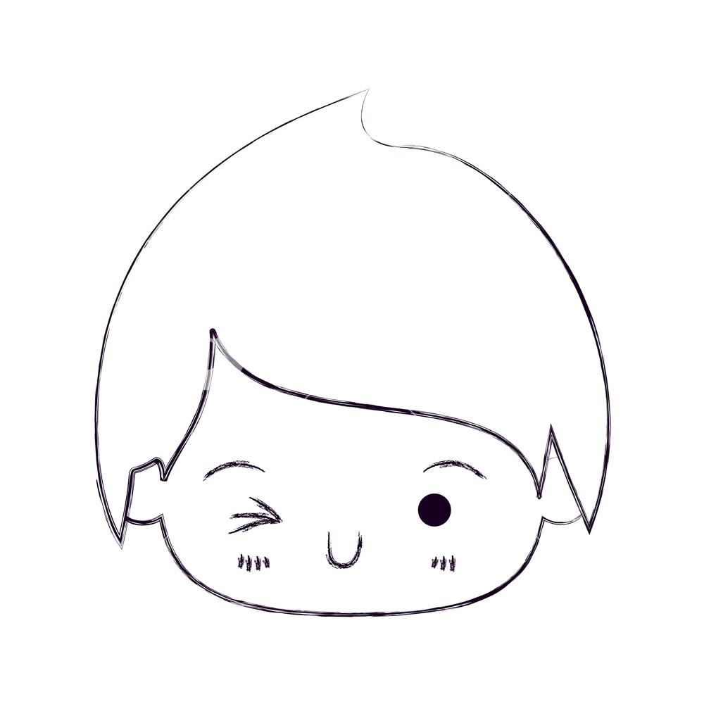 1000x1000 Blurred Thin Silhouette Of Kawaii Head Of Little Boy Winking Eye