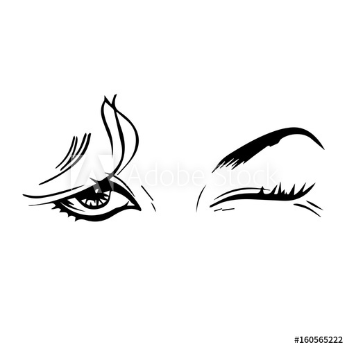 500x500 Silhouette Female Eyes Winking Black On A White Background