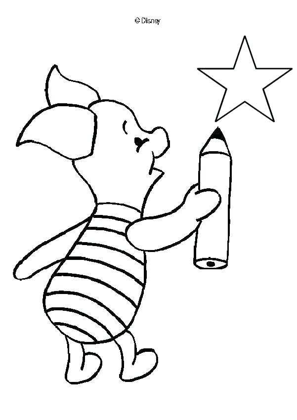 601x850 Pooh Coloring Pages Piglet Is Drawing A Star