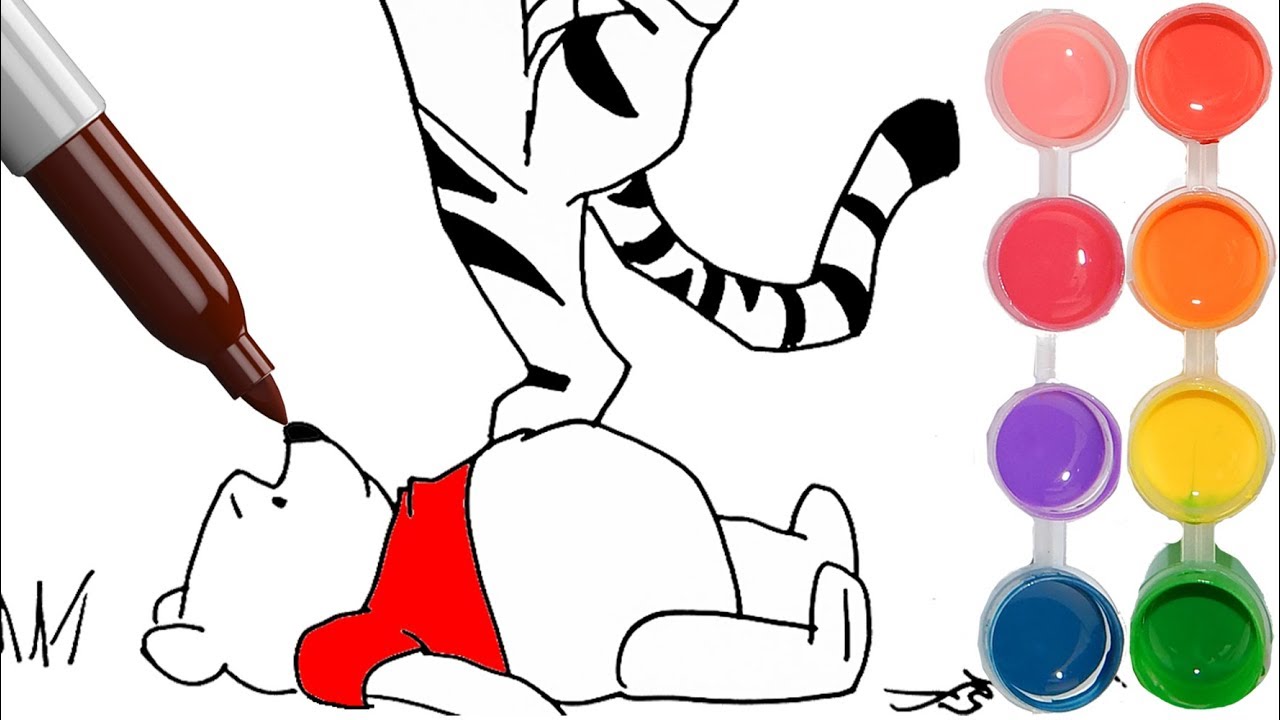1280x720 How To Draw Color Winnie Pooh And Tigger Kids Drawing Disney