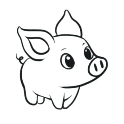 400x400 Cute Pig Drawings Drawing Of Cute Pig Vector Illustration Simple