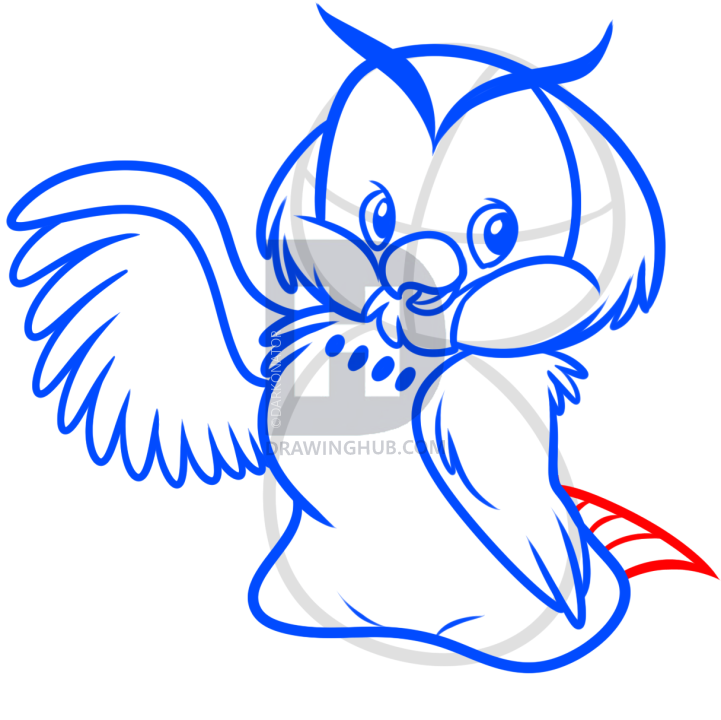 721x720 How To Draw Chibi Owl From Winnie The Pooh, Step