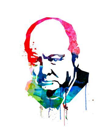 338x450 Winston Churchill Watercolor Art Print