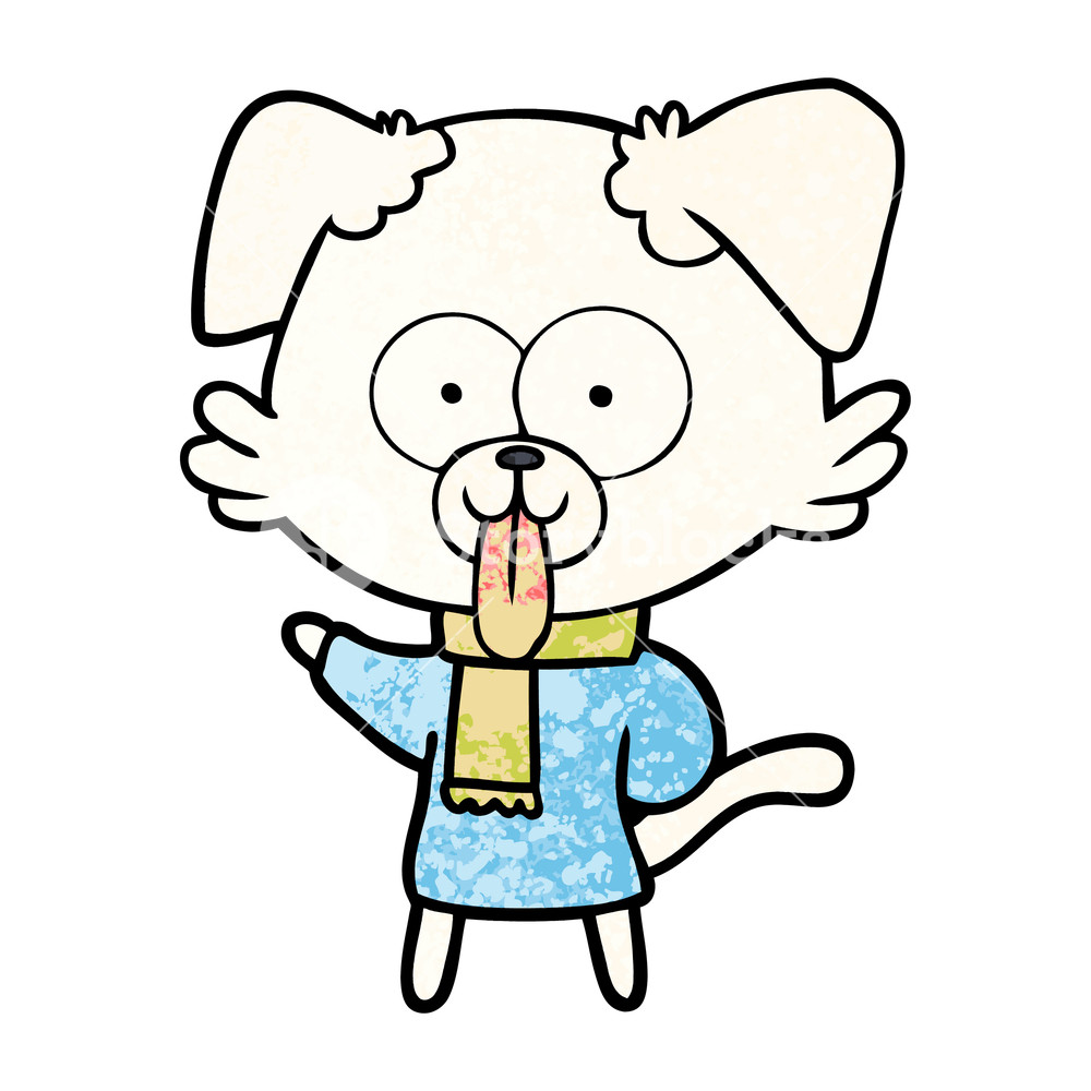 1000x1000 Cartoon Dog In Winter Clothes Royalty Free Stock Image