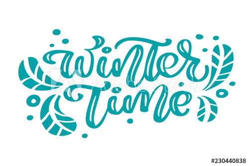 500x334 Winter Time Blue Christmas Vintage Calligraphy Lettering Vector
