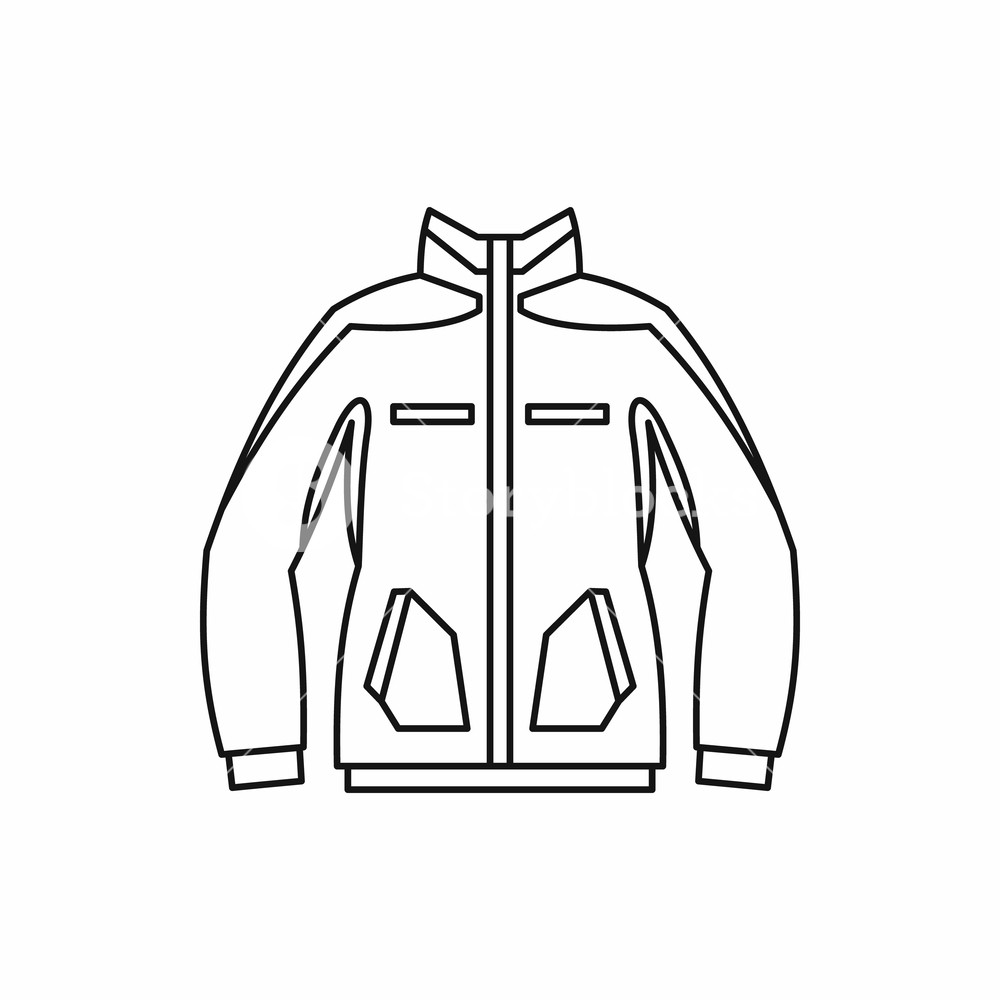 1000x1000 Men Winter Jacket Icon In Outline Style Isolated On White