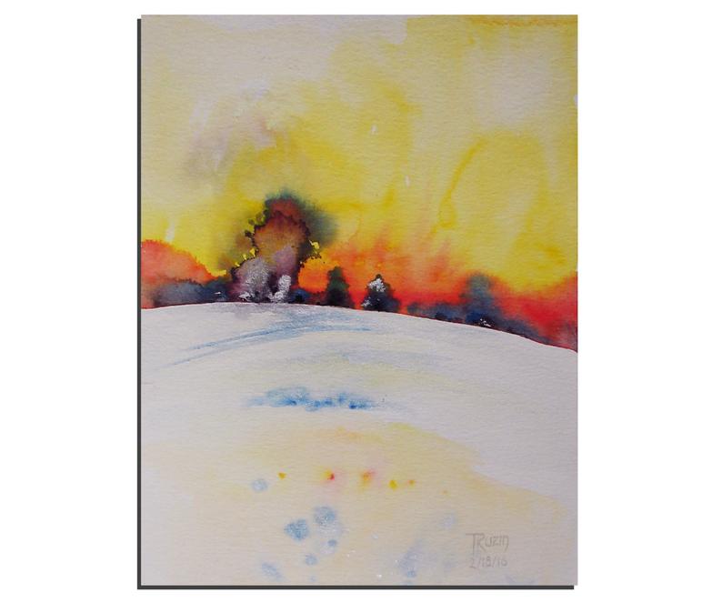 794x663 Original Watercolor Painting Winter Landscape Etsy