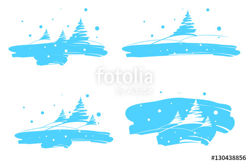 500x328 Winter Landscape, Drawing Brush Stock Image And Royalty Free