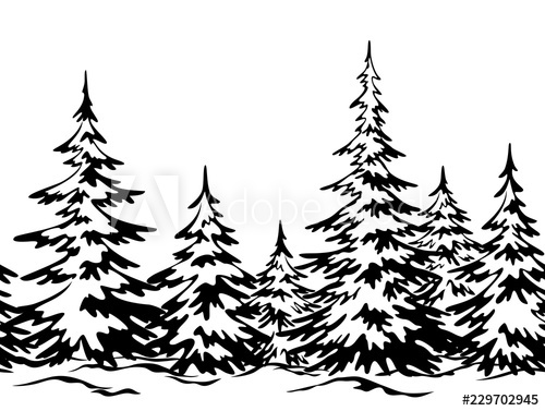500x377 Christmas Holiday Seamless Horizontal Background, Winter Landscape