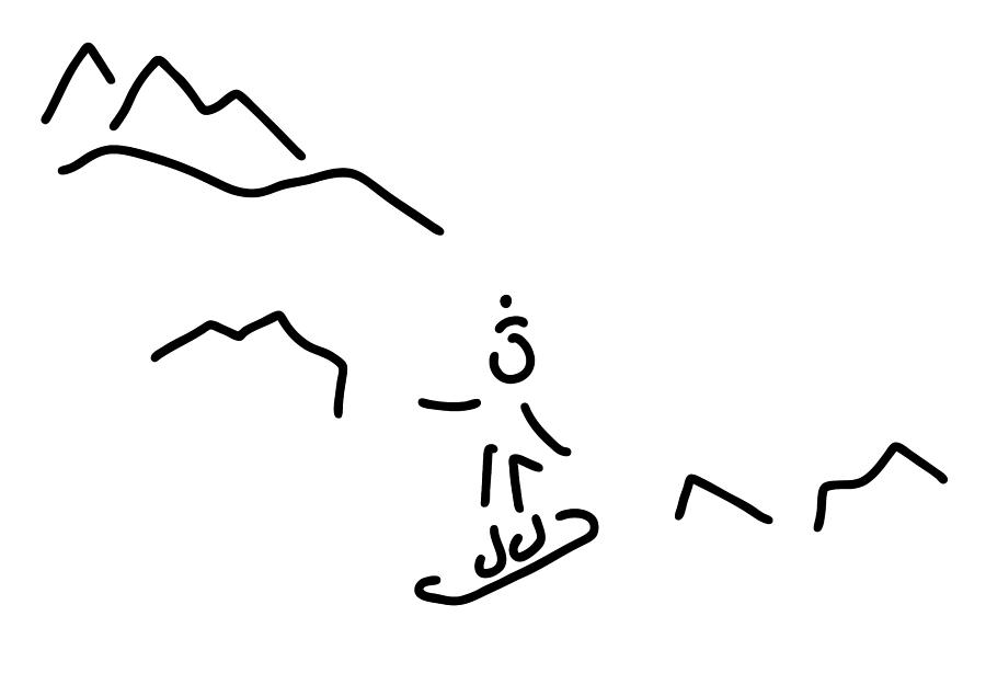 900x635 snowboarder skiing winter sports drawing