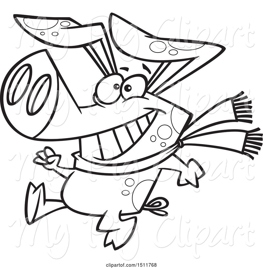 1024x1044 Swine Clipart Of Cartoon Black And White Winter Pig Walking