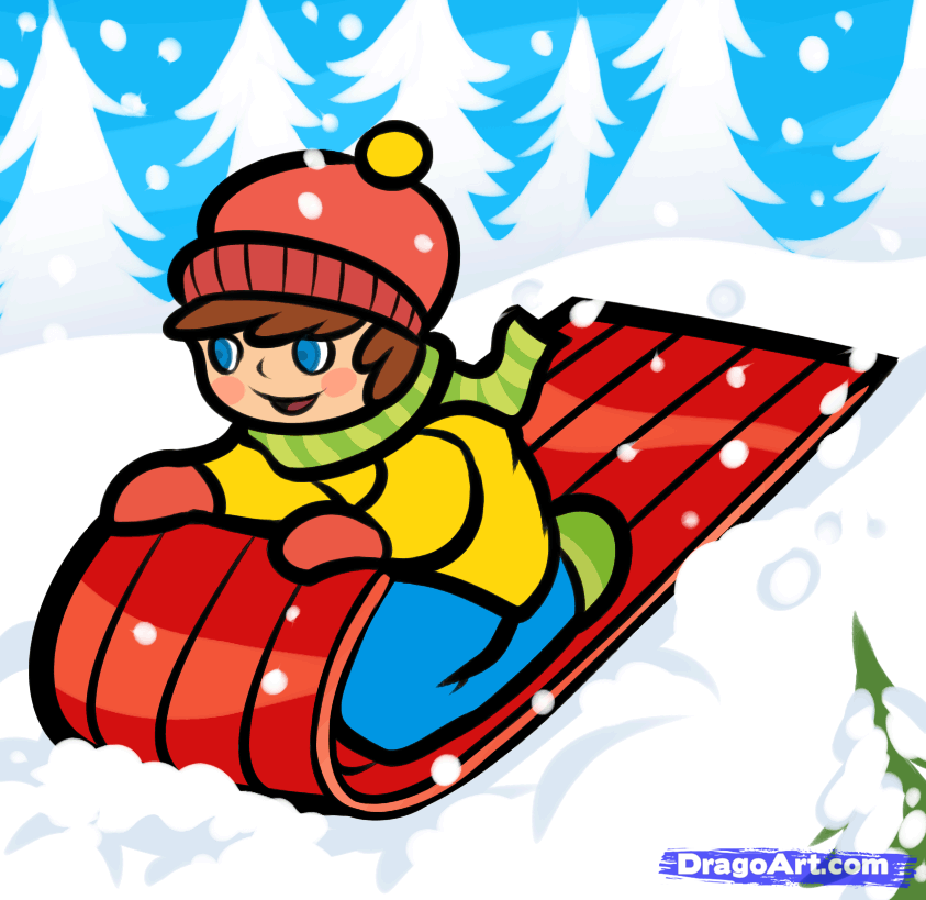 843x819 How To Draw A Snow Sled, Step