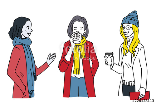 500x334 Women Talking Together In Winter Season Stock Image And Royalty