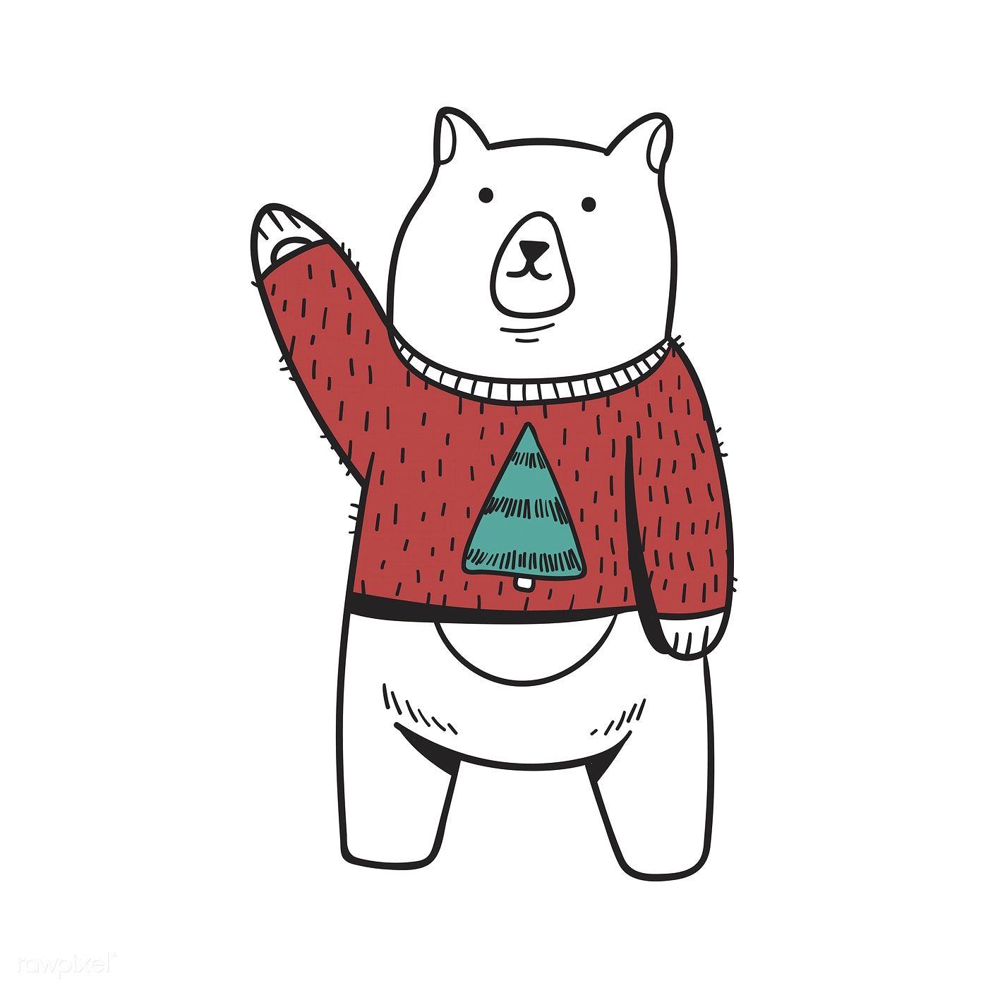 1400x1400 Download Premium Vector Of Hand Drawn Bear Enjoying A Christmas