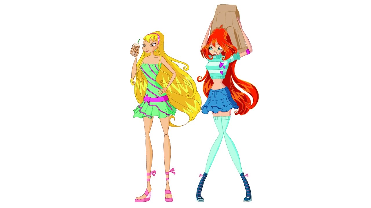 1280x720 Winx Club Drawing Bloom And Stella Shopping