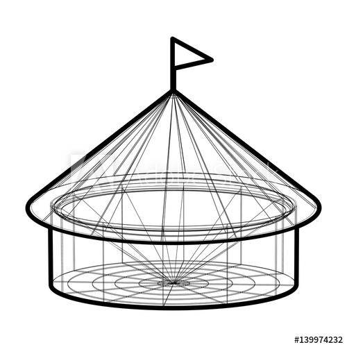 500x500 Vector Circus Tent In Wireframe Form