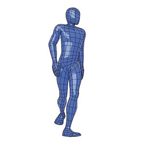 300x300 Wireframe Human Figure Walking And Looking At Side Drawing