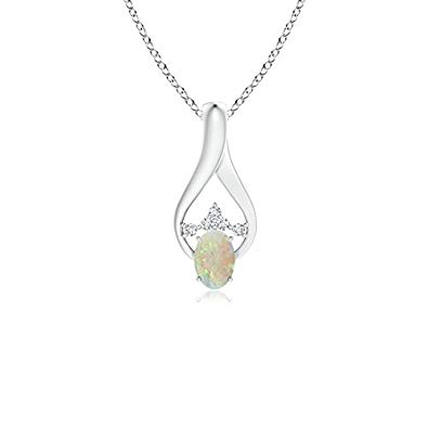 395x395 oval opal wishbone pendant with diamond accents