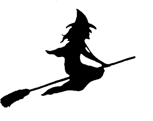 500x394 Vector Drawing Of Witch On A Broom