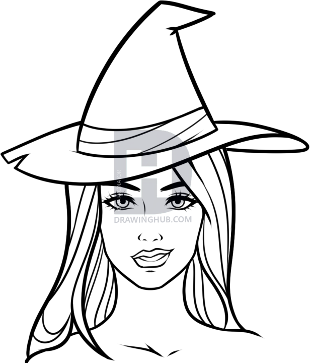 616x720 How To Draw A Witch Face, Step
