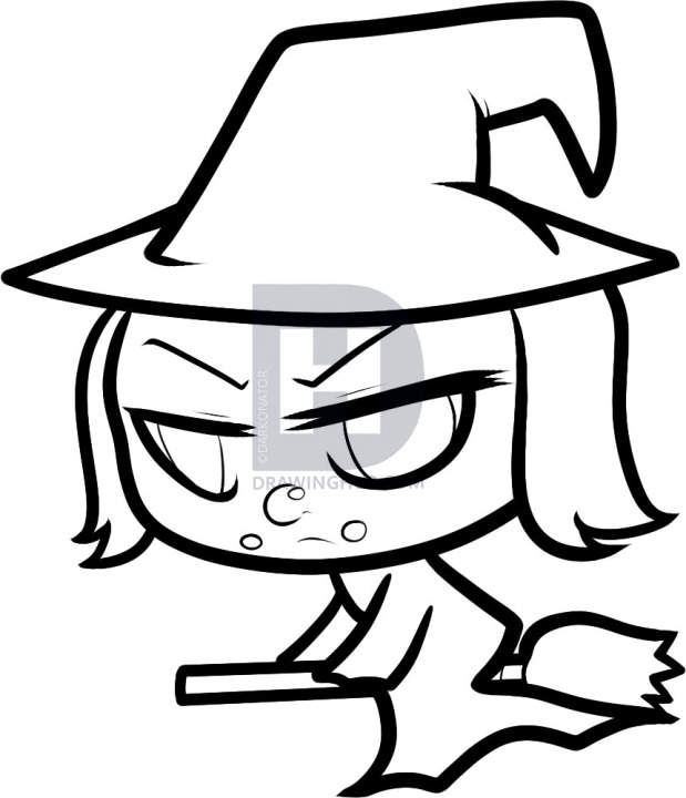 619x720 How To Draw A Chibi Witch, Chibi Witch, Step