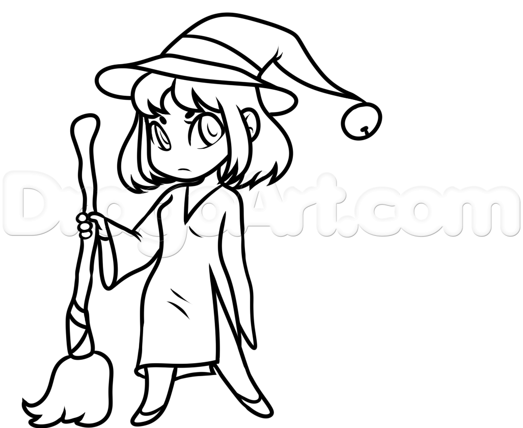 1027x840 How To Draw A Chibi Witch Girl, Step