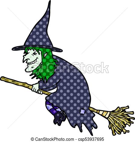 Witch On Broom Drawing | Free download on ClipArtMag