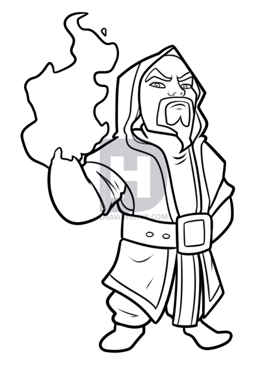 531x720 How To Draw Wizard From Clash Of Clans, Step