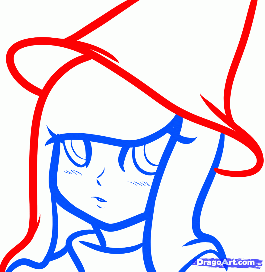 878x902 draw a wizard girl, anime wizard girl, step